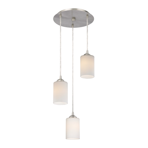 Design Classics Lighting Modern Multi-Light Pendant Light with White Glass and 3-Lights 583-09 GL1028C