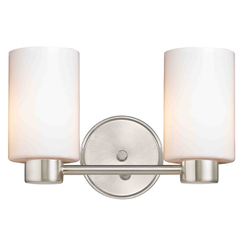 Aon Fuse Modern Satin Nickel Bathroom Light with Cylinder Glass