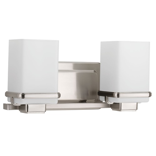 Metric Bathroom Light in Brushed Nickel by Progress Lighting