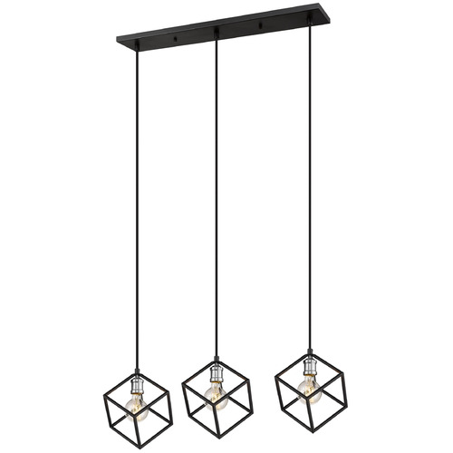 Vertical Matte Black & Brushed Nickel Multi-Light Pendant by Z-Lite