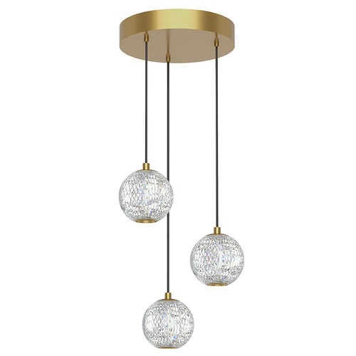Marni Natural Brass LED Multi-Light Pendant by Alora Lighting