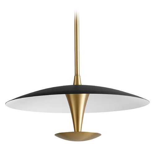 Spacely 18-Inch LED Pendant in Black & Aged Brass by Oxygen Lighting