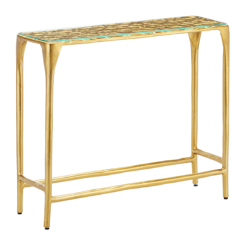 Currey and Company Marjorie Skouras Honeycomb Gold & Clear Table