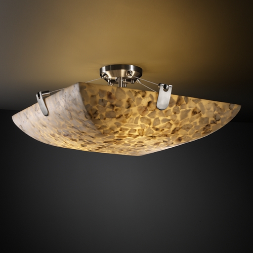 Justice Design Group Justice Design Group Alabaster Rocks! Collection Semi-Flushmount Light ALR-9612-25-NCKL