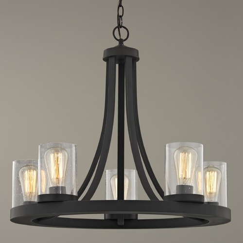 Design Classics Lighting Rio 5-Light Chandelier in Bronze with Clear Seeded Cylinder Glass 162-78 GL1041C