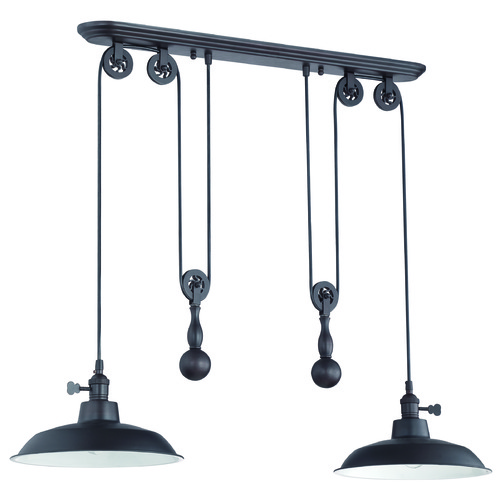 2-Light Pulley Pendant in Aged Bronze Brushed by Craftmade Lighting