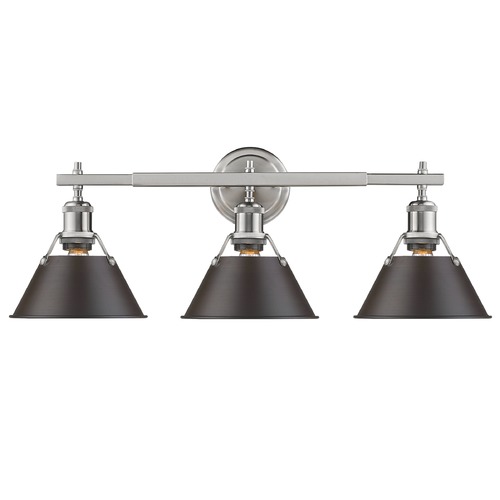 Orwell 27.25-Inch Bath Light in Pewter & Rubbed Bronze by Golden Lighting