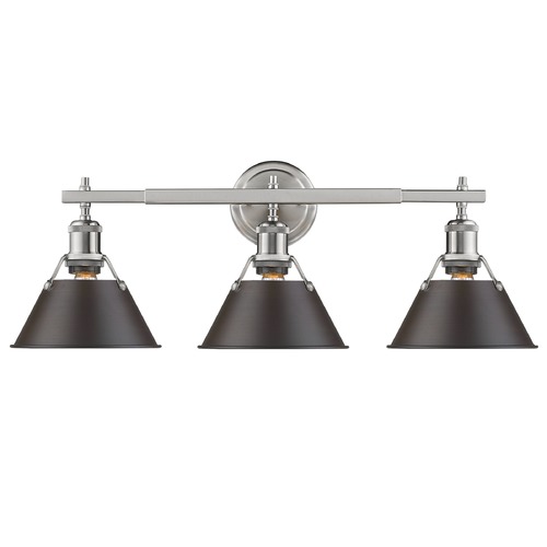 Golden Lighting Orwell 27.25-Inch Bath Light in Pewter & Rubbed Bronze by Golden Lighting 3306-BA3 PW-RBZ