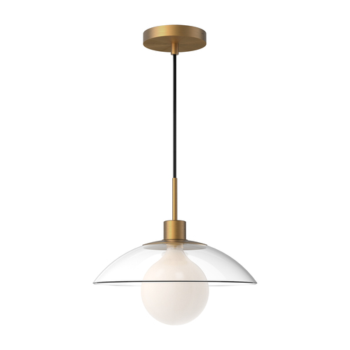 Alora Lighting Alora Lighting Francesca Aged Gold Pendant Light with Bowl / Dome Shade PD517112AGCL