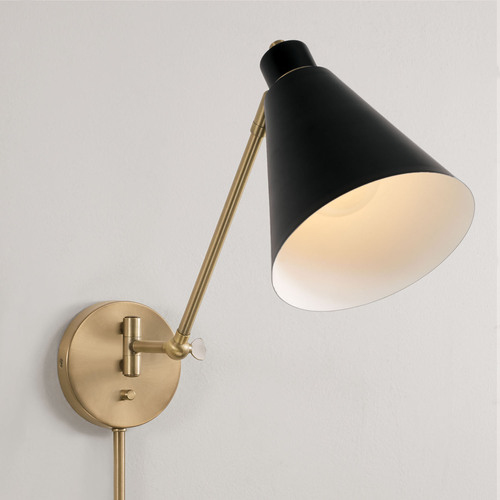 Bradley Articulating Convertible Sconce in Aged Brass & Black by Capital Lighting