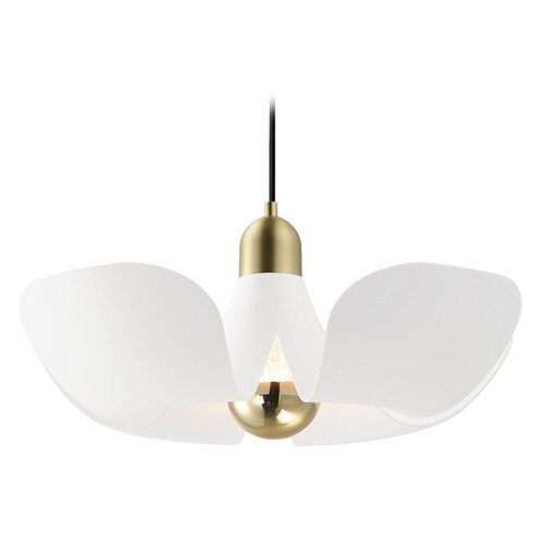 Maxim Lighting Poppy White & Satin Brass LED Pendant by Maxim Lighting 11394WTSBR