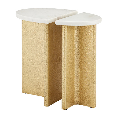 Currey and Company Lighting Currey and Company Doublet White & Antique Brass Accent Table 4000-0233