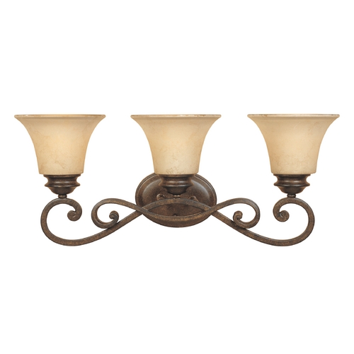 Bathroom Light with Amber Glass in Forged Sienna Finish