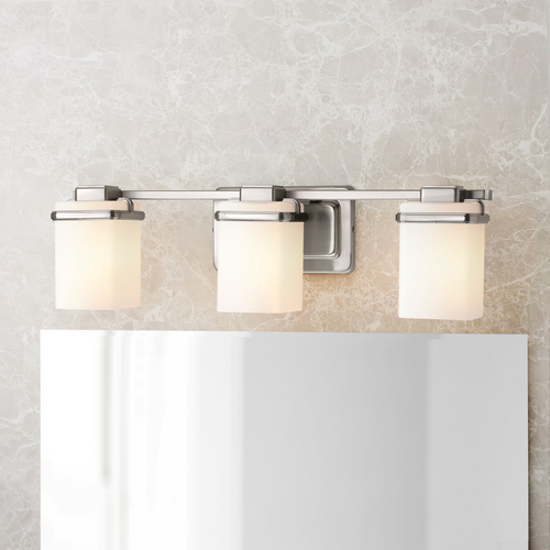 Metric Bathroom Light in Brushed Nickel by Progress Lighting