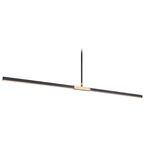 Matteo Lighting Lineare Matte Black & Aged Gold LED Island Light by Matteo Lighting C64749MBAG