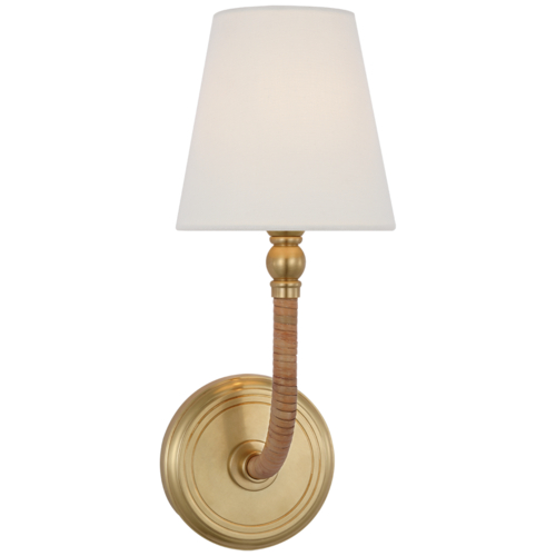 Visual Comfort Signature Collection Basden Wall Sconce in Brass & Rattan by Visual Comfort Signature CHD2080AB/NRT-L