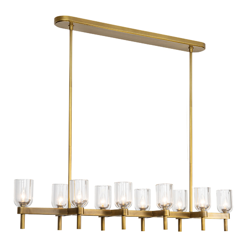 Lucian Linear Chandelier in Vintage Brass by Alora Lighting