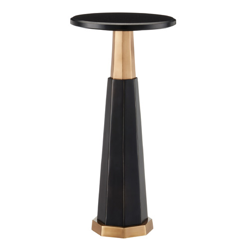 Currey and Company Gieves Black & Bronze & Antique Brass Accent Table