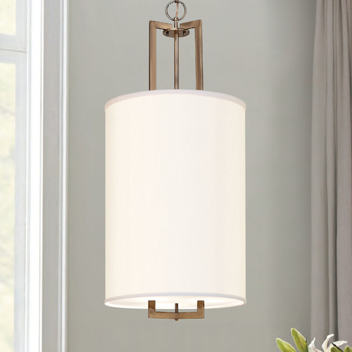 Hinkley Modern Pendant Light with White Shades in Brushed Bronze Finish 3205BR