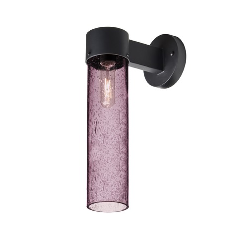 Besa Lighting Purple Seeded Glass Outdoor Wall Light Black Juni by Besa Lighting JUNI16PL-WALL-BK