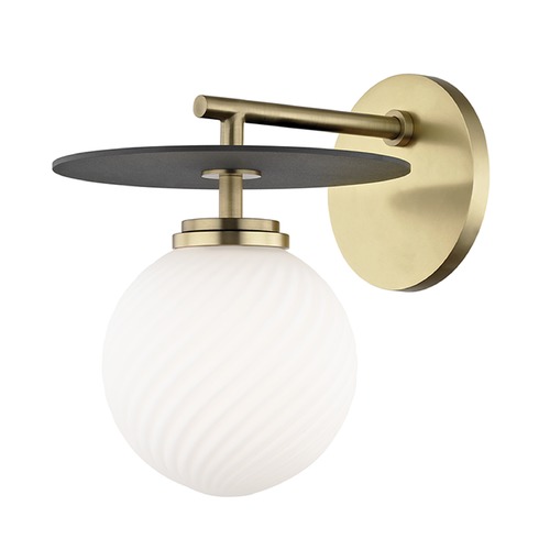 Mitzi by Hudson Valley Ellis Aged Brass & Black LED Sconce by Mitzi by Hudson Valley H200101-AGB/BK