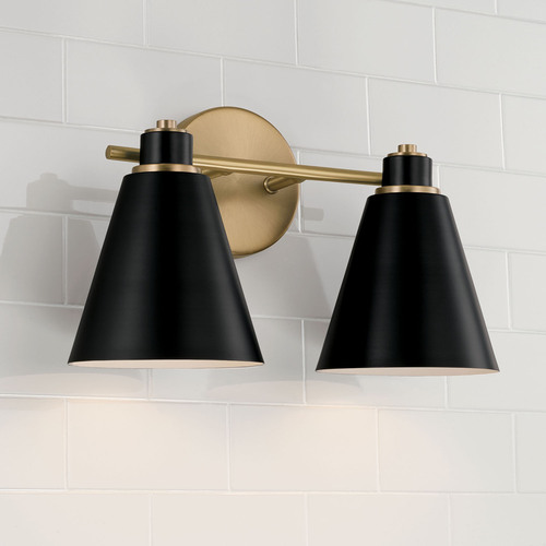 Capital Lighting Bradley 2-Light Bath Light in Aged Brass & Black by Capital Lighting 150121AB