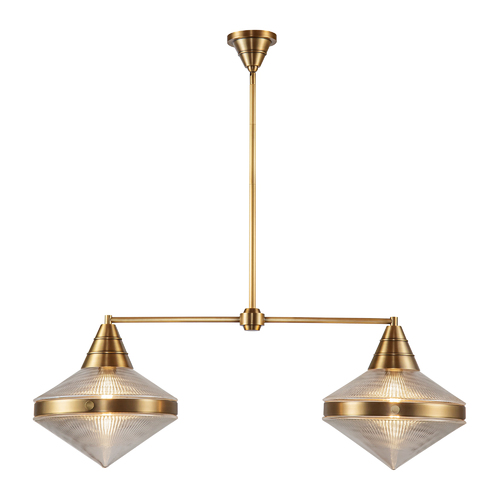 Willard 2-Light Linear Pendant in Vintage Brass by Alora Lighting