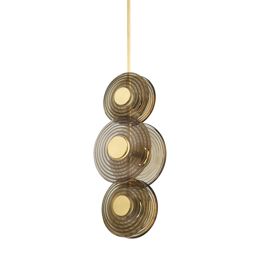 Griston 3-Light LED Pendant in Aged Brass by Hudson Valley Lighting