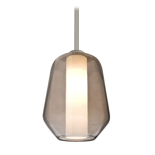 Besa Lighting Link Satin Nickel Mini-Pendant Light with Bowl / Dome Shade
