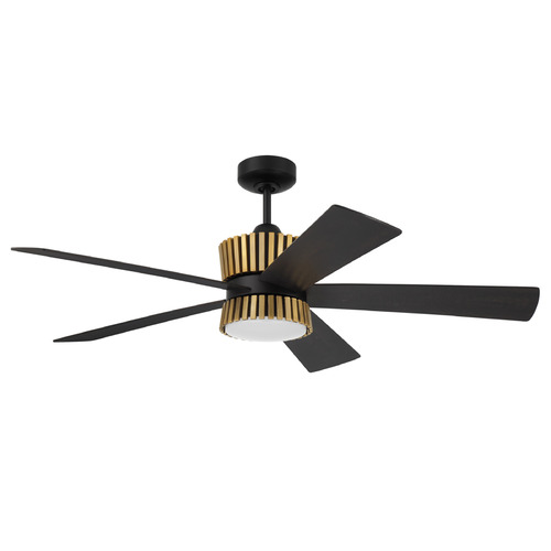 Craftmade Lighting Craftmade Lighting Theiry Flat Black & Satin Brass LED Ceiling Fan with Light TRY52FBSB5