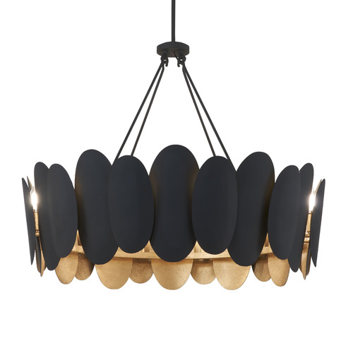 Vailen 36-Inch Pendant in Black & Textured Gold by Minka Lavery