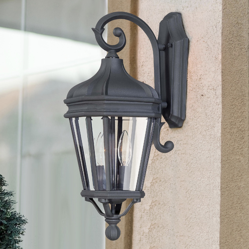 Outdoor Wall Light with Clear Glass in Black by Minka Lavery