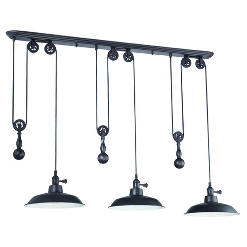 3-Light Pulley Pendant in Aged Bronze Brushed by Craftmade Lighting