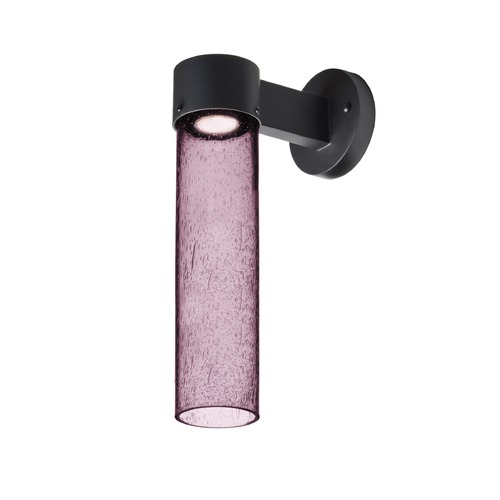 Besa Lighting Purple Seeded Glass LED Outdoor Wall Light Black Juni by Besa Lighting JUNI16PL-WALL-LED-BK