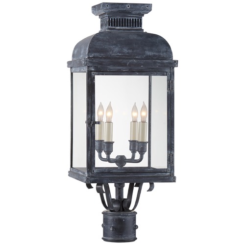 Visual Comfort Signature Collection E.F. Chapman Suffork Post Lantern in Weathered Zinc by Visual Comfort Signature CHO7821WZCG