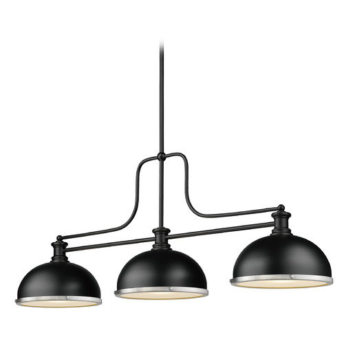 Z-Lite Melange Matte Black Billiard Light by Z-Lite 725-3MB-D12MB+BN