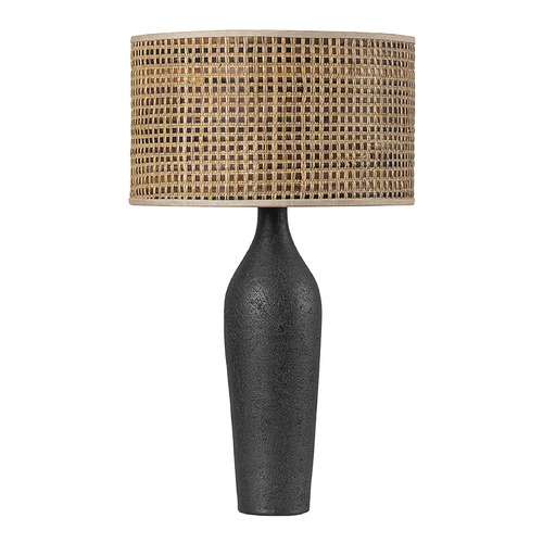 Hudson Valley Lighting Wingdale Aged Brass & Ceramic Black Ash LED Table Lamp with Drum Shade