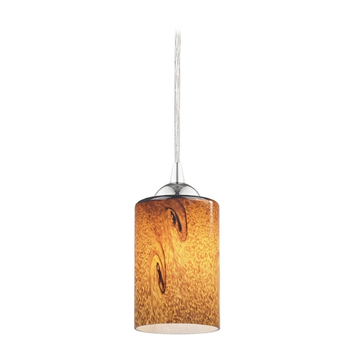 Design Classics Lighting Modern Mini-Pendant Light with Brown Art Glass 582-26 GL1001C