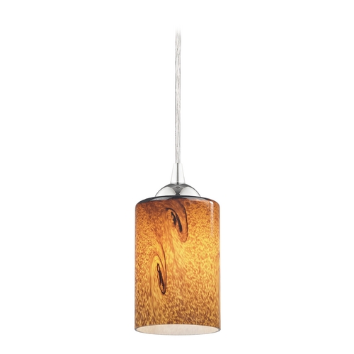Modern Mini-Pendant Light with Brown Art Glass