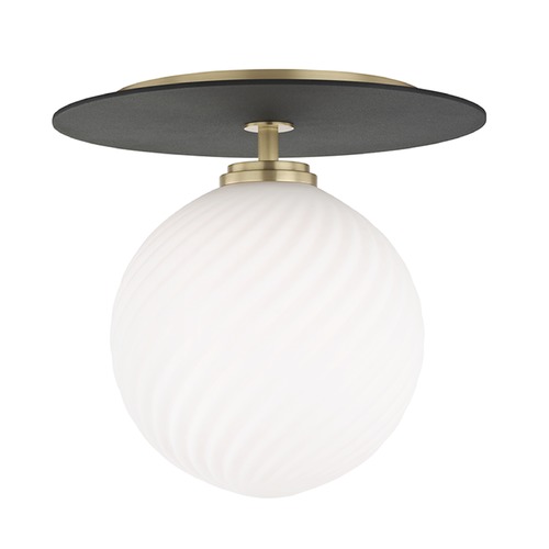 Mitzi by Hudson Valley Ellis Aged Brass & Black LED Semi-Flush Mount by Mitzi by Hudson Valley H200501L-AGB/BK