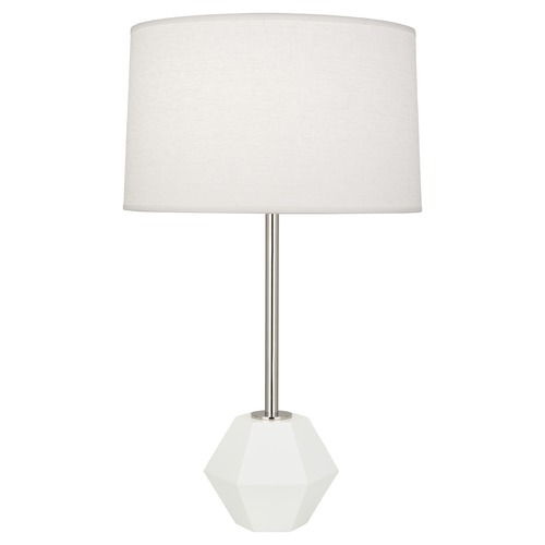 Marcel Polished Nickel & Matte White Table Lamp by Robert Abbey