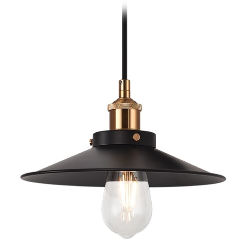 Matteo Lighting Bulstrodes Workshop Aged Gold & Black Pendant by Matteo Lighting C46111AGBK