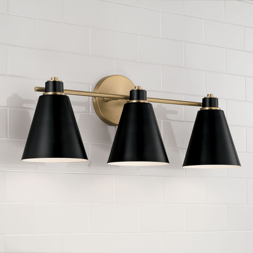 Bradley 3-Light Bath Light in Aged Brass & Black by Capital Lighting