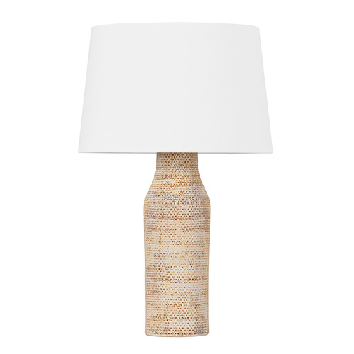 Hudson Valley Lighting Medina Aged Brass & Ceramic Basketweave LED Table Lamp with Drum Shade