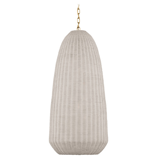 Kokomo Antique Brass Chalk Wicker Pendant