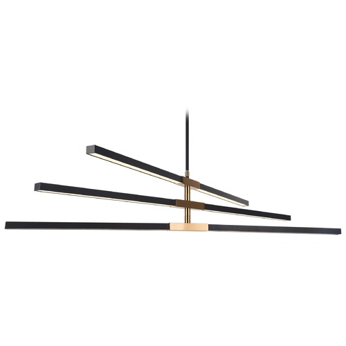 Matteo Lighting Lineare Matte Black & Aged Gold LED Pendant by Matteo Lighting C64769MBAG