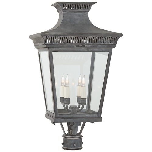 Visual Comfort Signature Collection E.F. Chapman Elsinore Post Lantern in Weathered Zinc by Visual Comfort Signature CHO7055WZCG