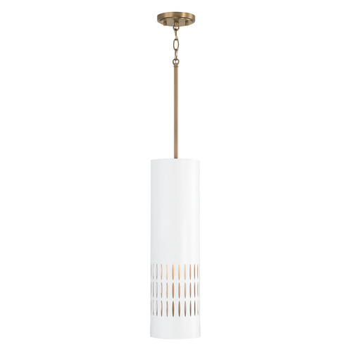 Capital Lighting Dash 6.25-Inch Pendant in Aged Brass & White by Capital Lighting 350211AW