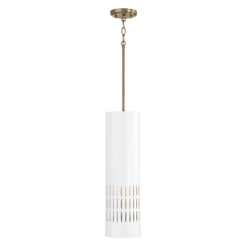 Dash 6.25-Inch Pendant in Aged Brass & White by Capital Lighting
