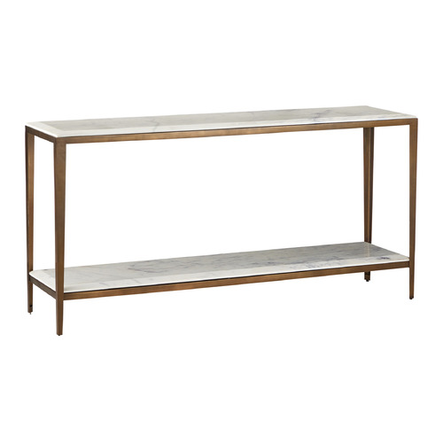 Currey and Company Lighting Currey and Company Oblique Natural White Lilac Marble & Antique Brass Table 4000-0238